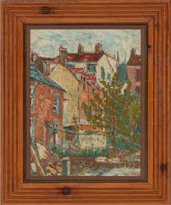 Roger Steppens (nato nel 1956) - Olio del XX secolo incorniciato, Case a terrazza