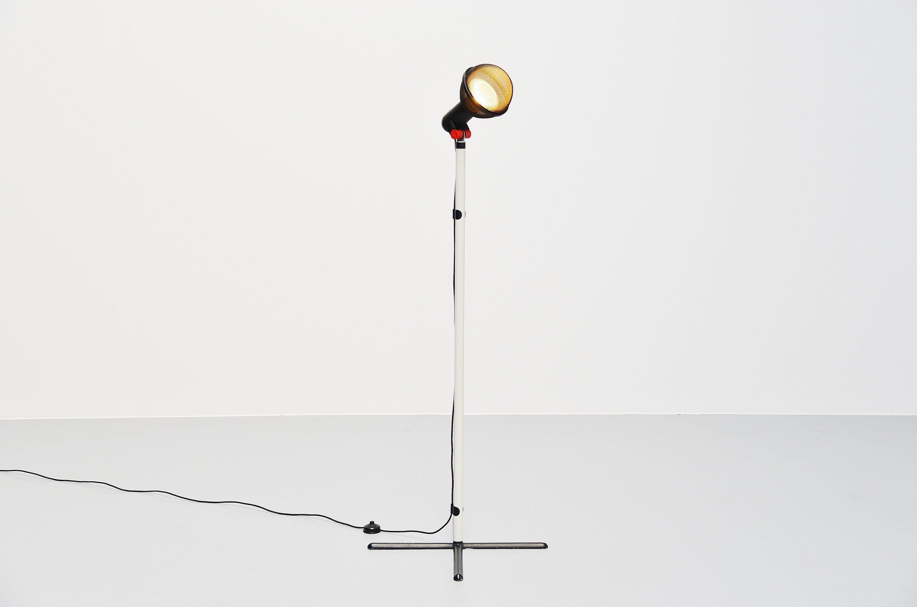 Very nice so called 'micro' floor lamp designed by Roger Talon and manufactured by Erco, France 1972. The name micro comes ofcourse from microphone where the lamp looks like. This is for sure the nicest edition of these series with the Mirco shade.