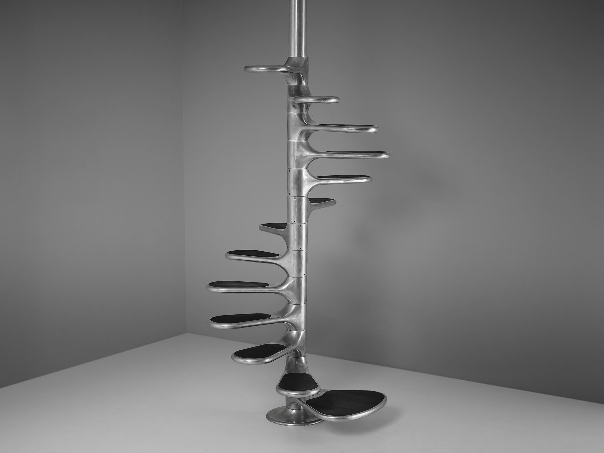 Aluminum Roger Tallon Sculptural 'Helicoid' Staircase, 1964