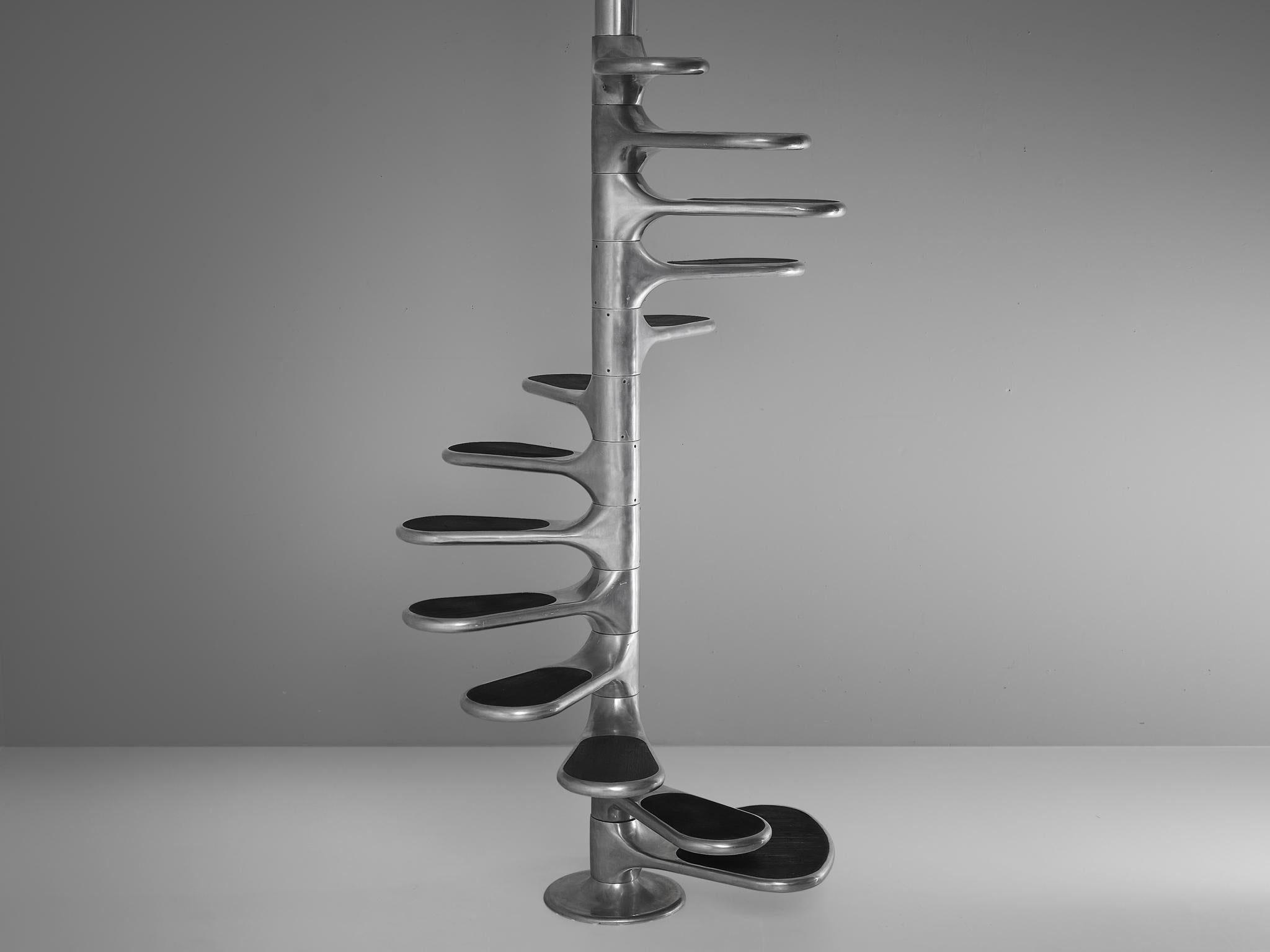 Roger Tallon for Galerie Lacloche, 'Helicoid' staircase, aluminum, France, design 1964, production 1960s

This striking staircase with a rubber step surface is called the 'Helicloid' staircase and is part of the 