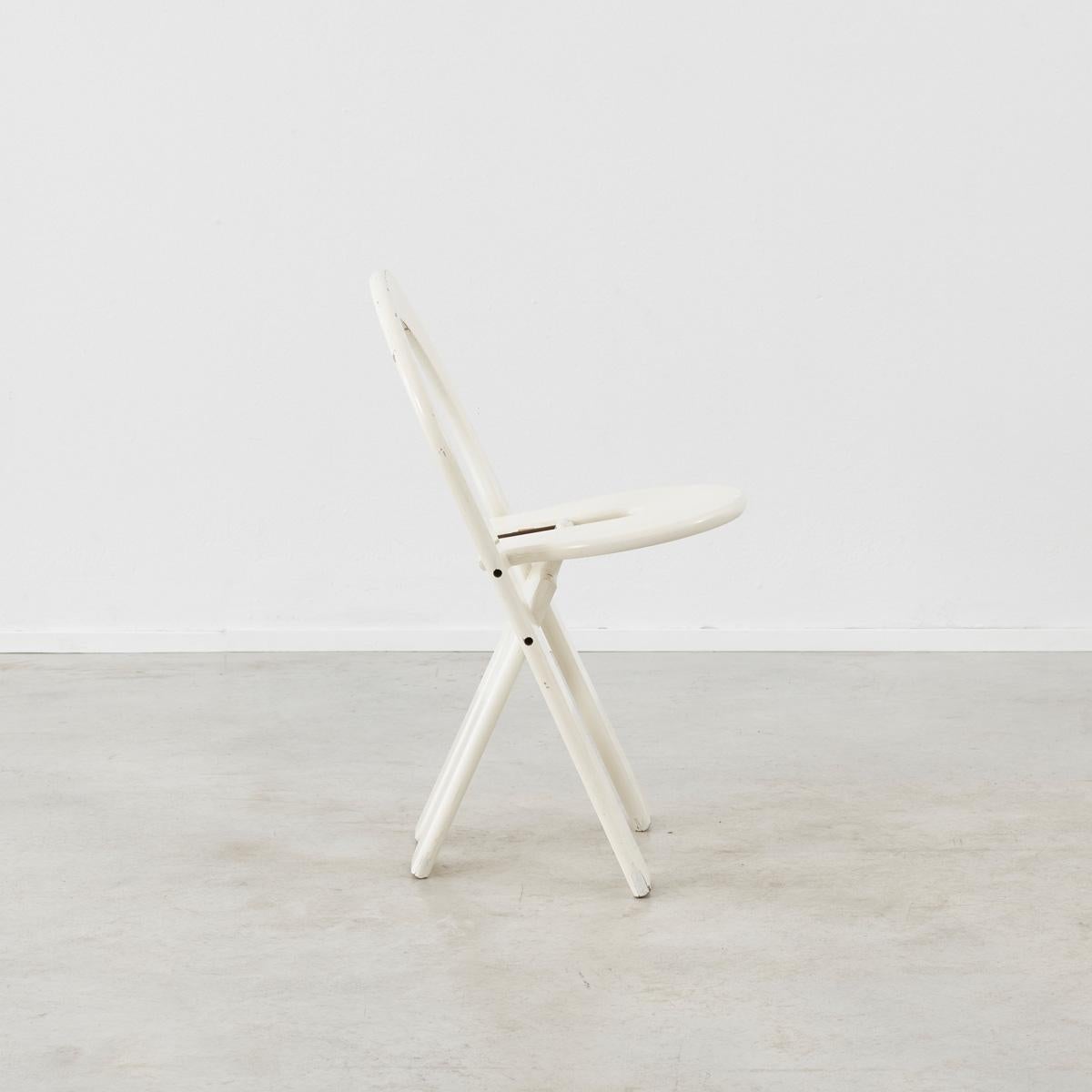 Modern Roger Tallon White Painted Wooden Ts Folding Chair, Edition Sentou