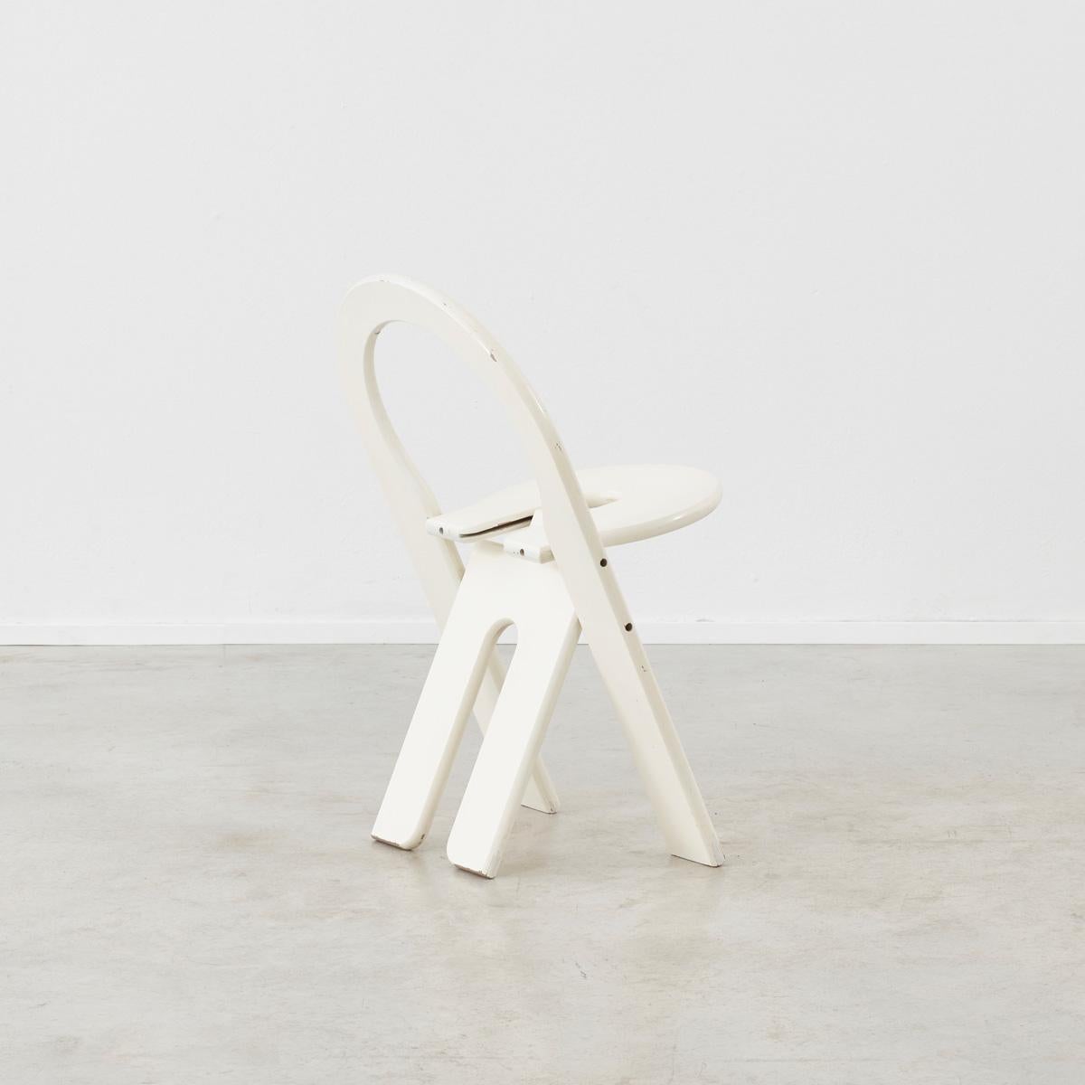 French Roger Tallon White Painted Wooden Ts Folding Chair, Edition Sentou