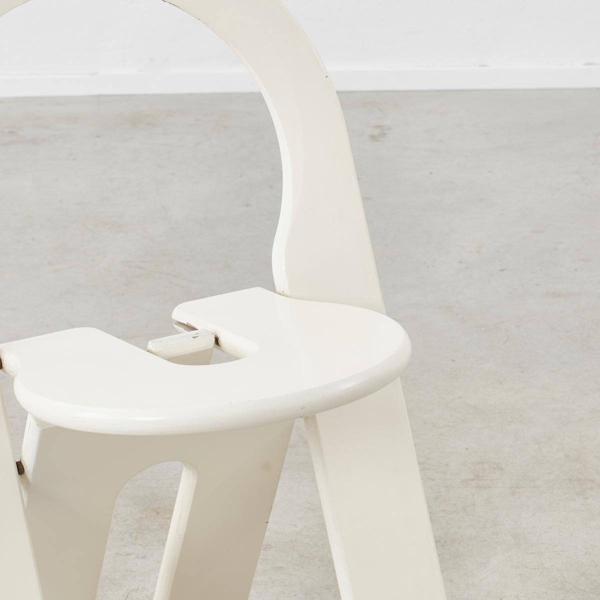 Roger Tallon White Painted Wooden Ts Folding Chair, Edition Sentou 2