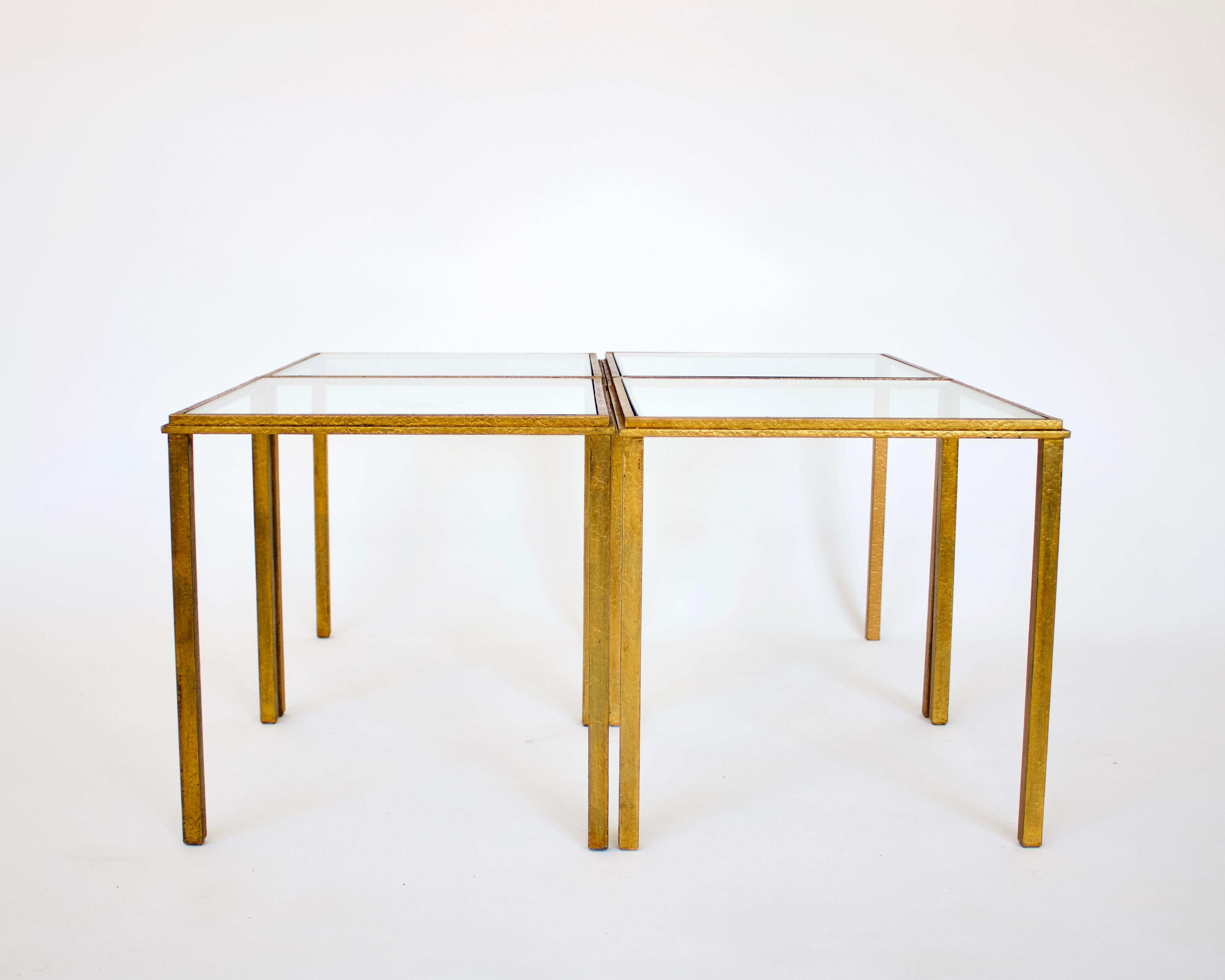 Tables d'appoint ou table basses en fer doré français Roger Thibier en vente 2