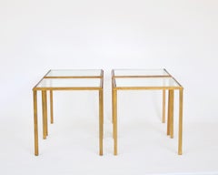 Tavolino o tavolino da caffè in ferro dorato francese Roger Thibier