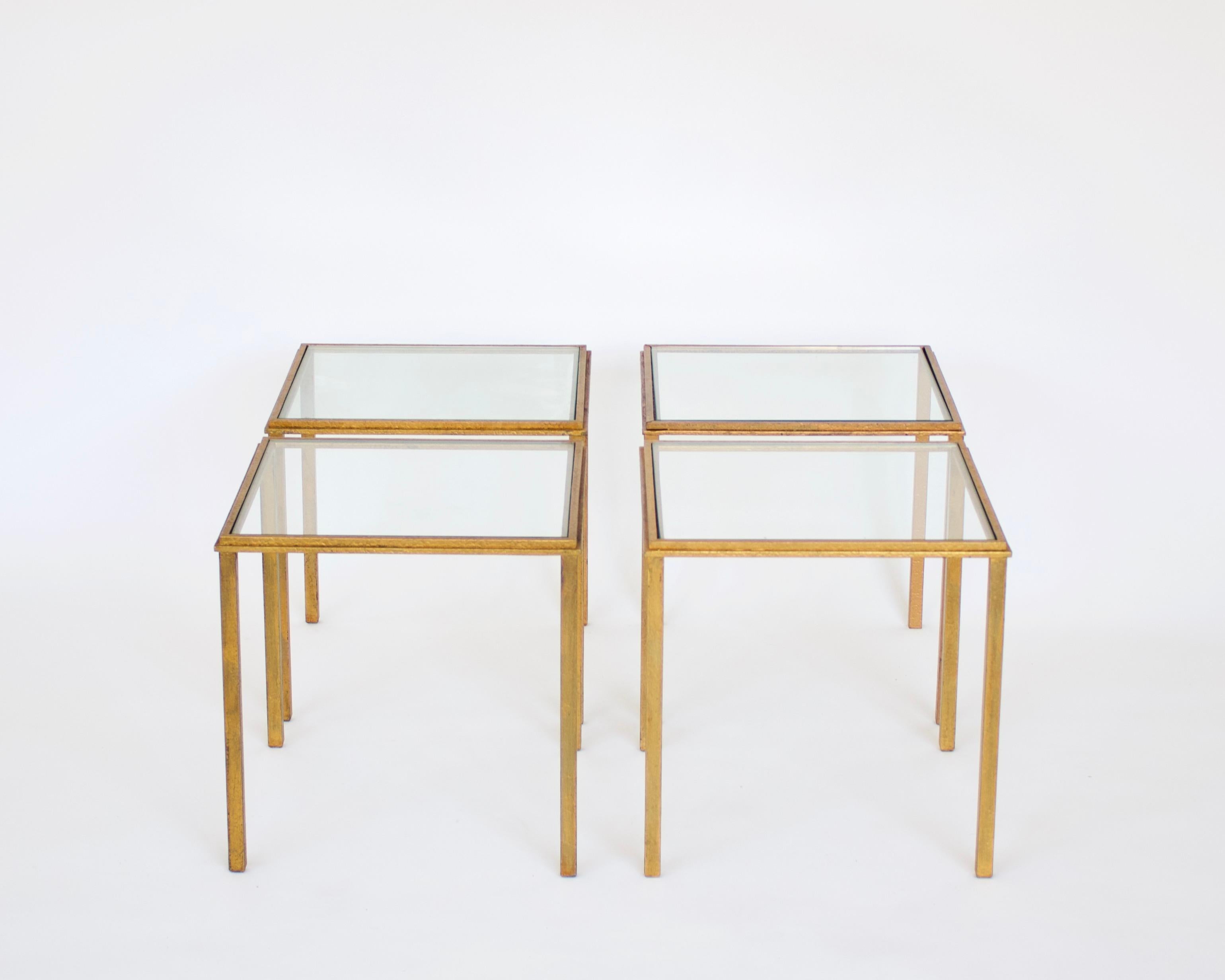 Mid-Century Modern Roger Thibier French Gilded Iron Side Tables or Coffee Table For Sale
