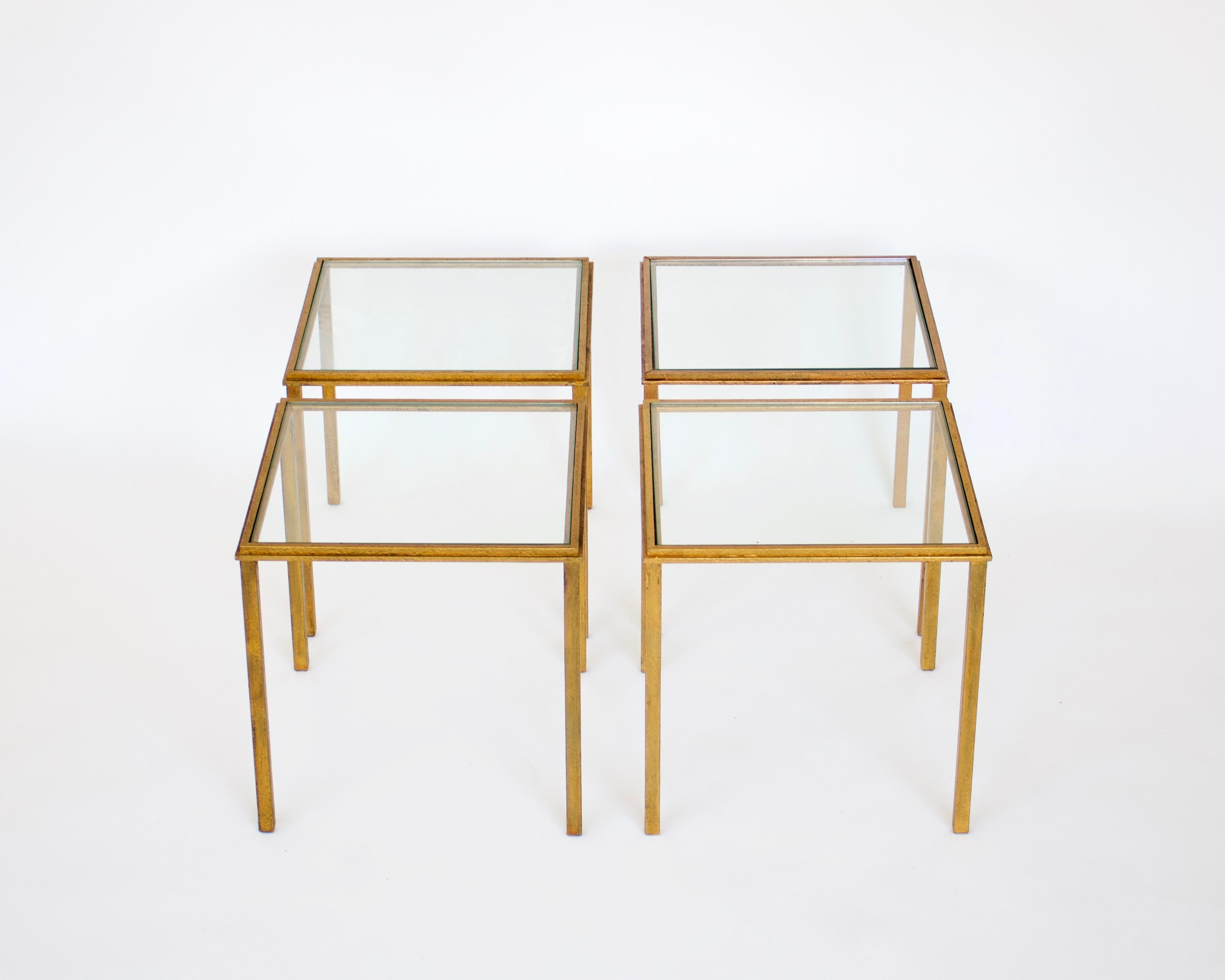 Gilt Roger Thibier French Gilded Iron Side Tables or Coffee Table For Sale