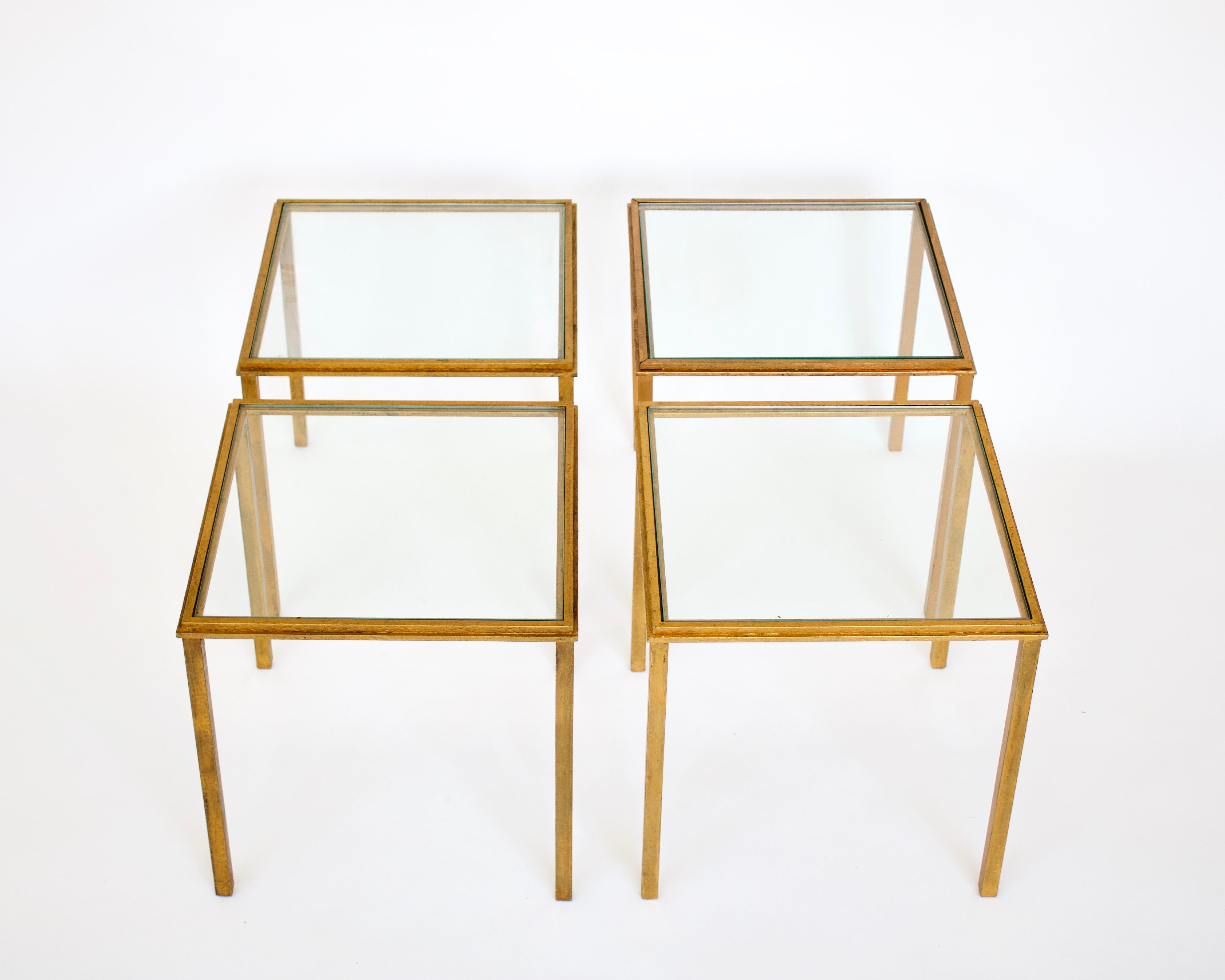 Roger Thibier French Gilded Iron Side Tables or Coffee Table In Good Condition For Sale In Chicago, IL