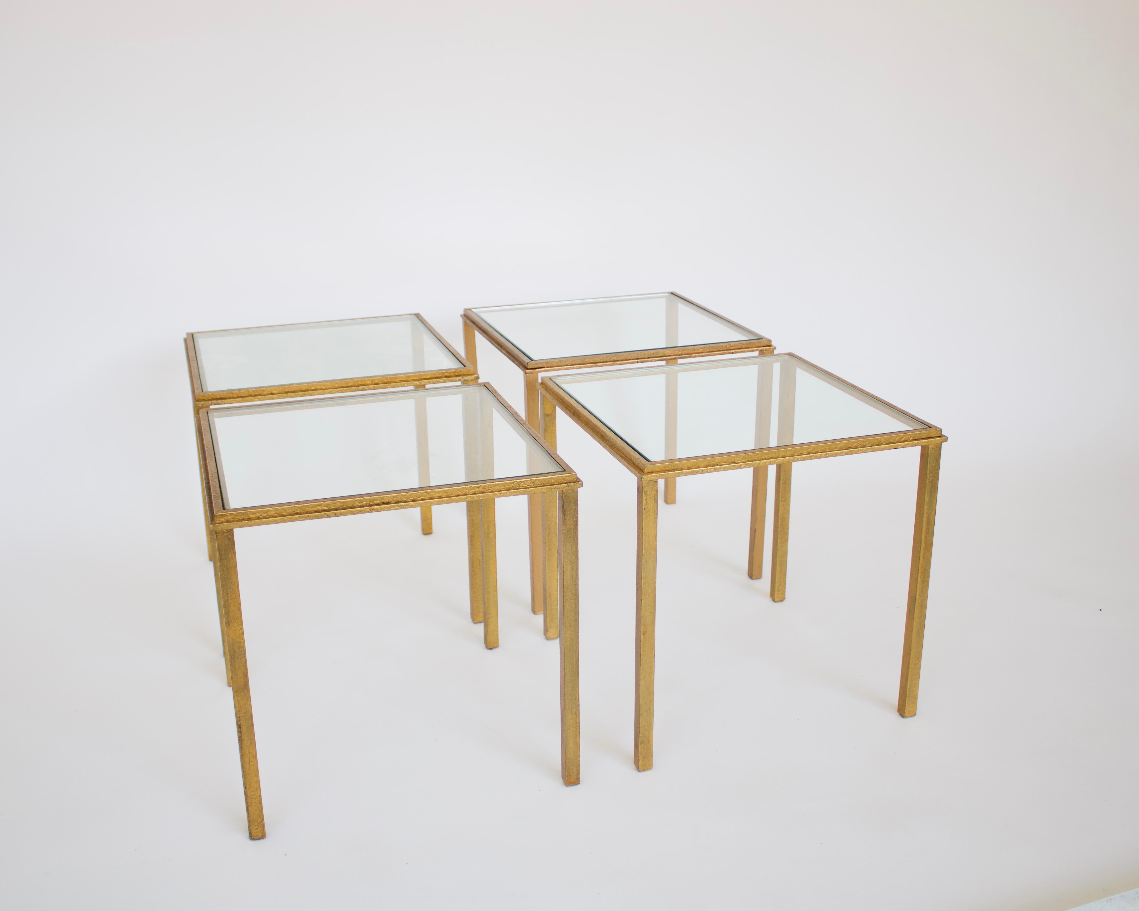 Roger Thibier French Gilded Iron Side Tables or Coffee Table For Sale 1