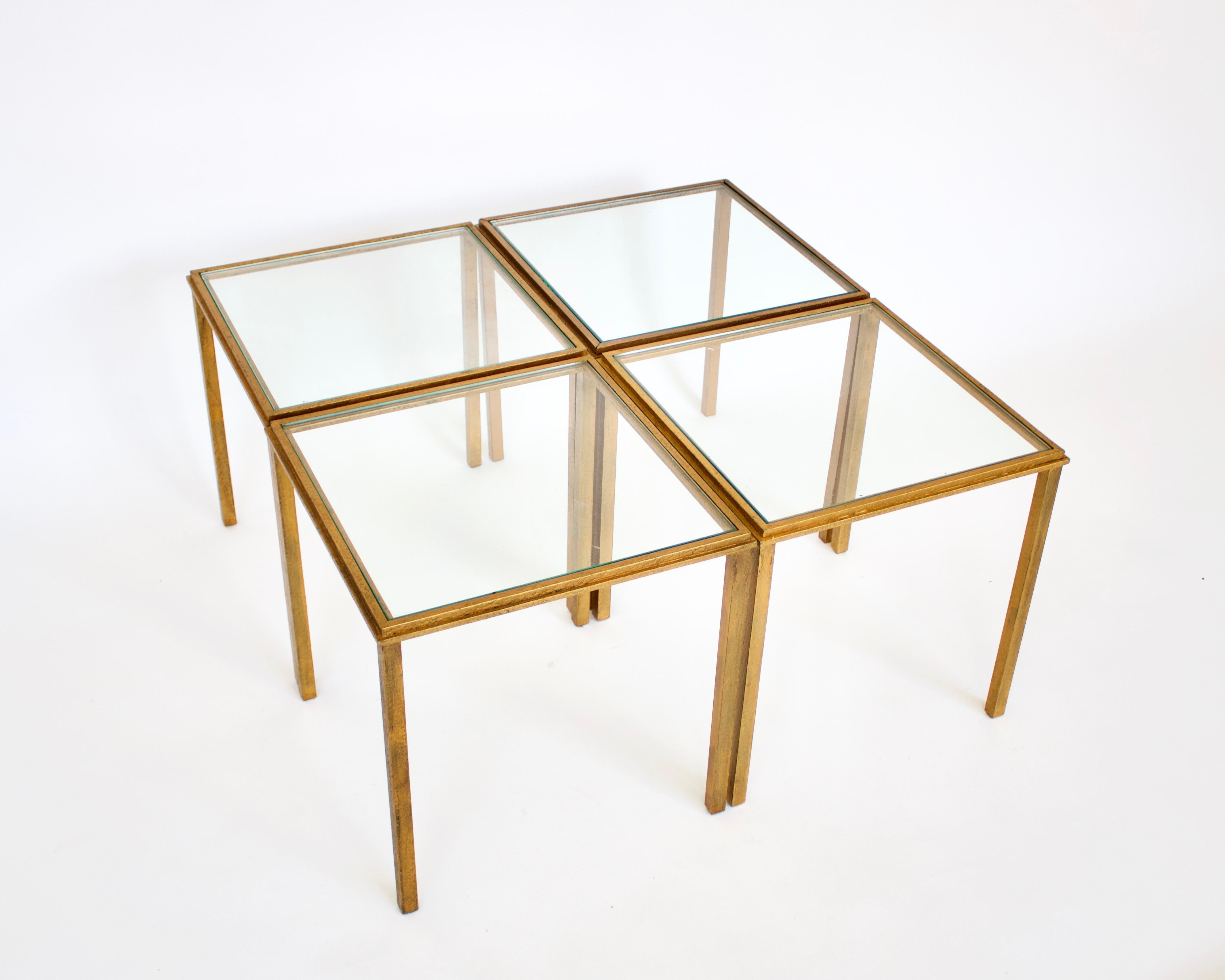 Tables d'appoint ou table basses en fer doré français Roger Thibier en vente 1