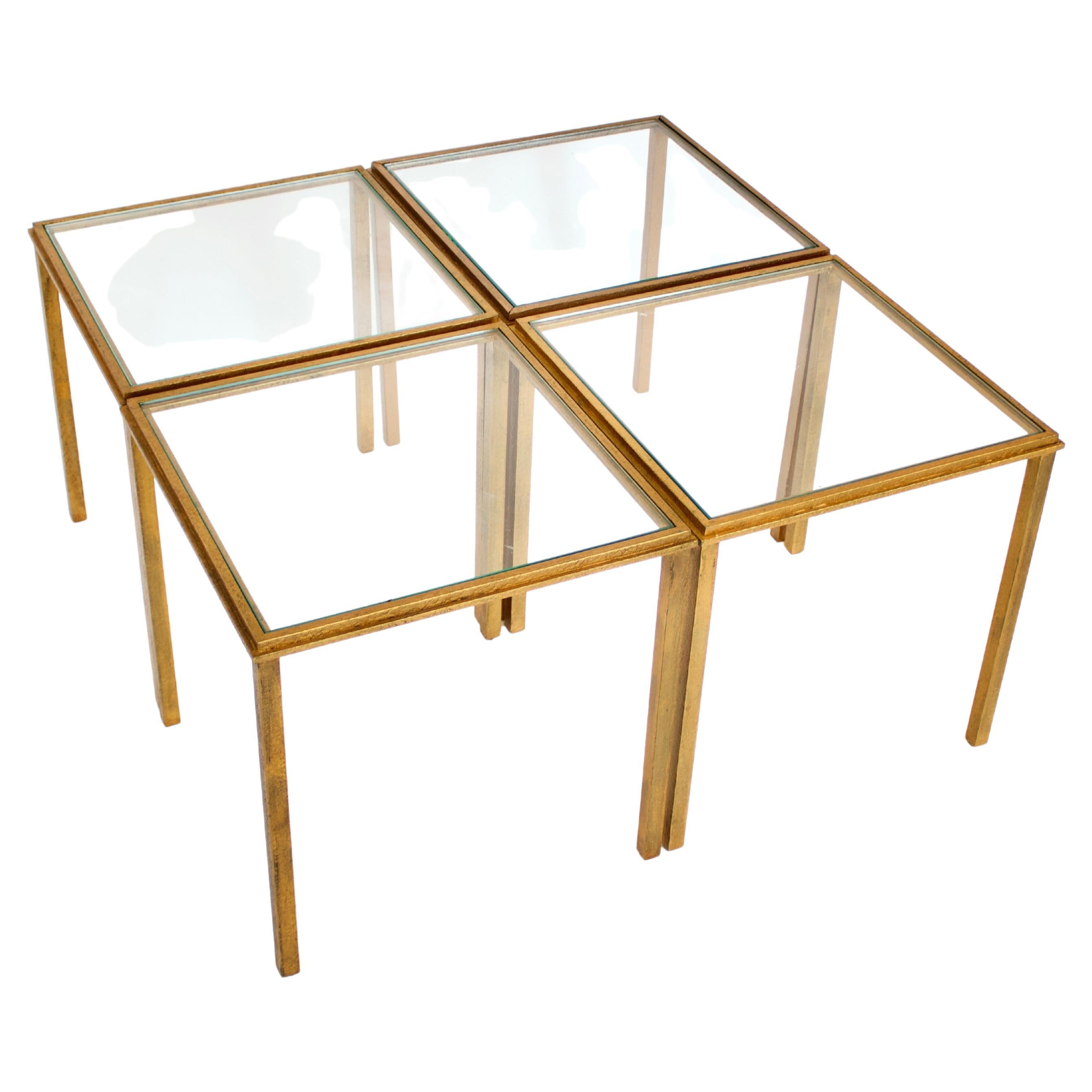 Roger Thibier French Gilded Iron Side Tables or Coffee Table For Sale