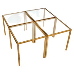 Roger Thibier French Gilded Iron Side Tables or Coffee Table