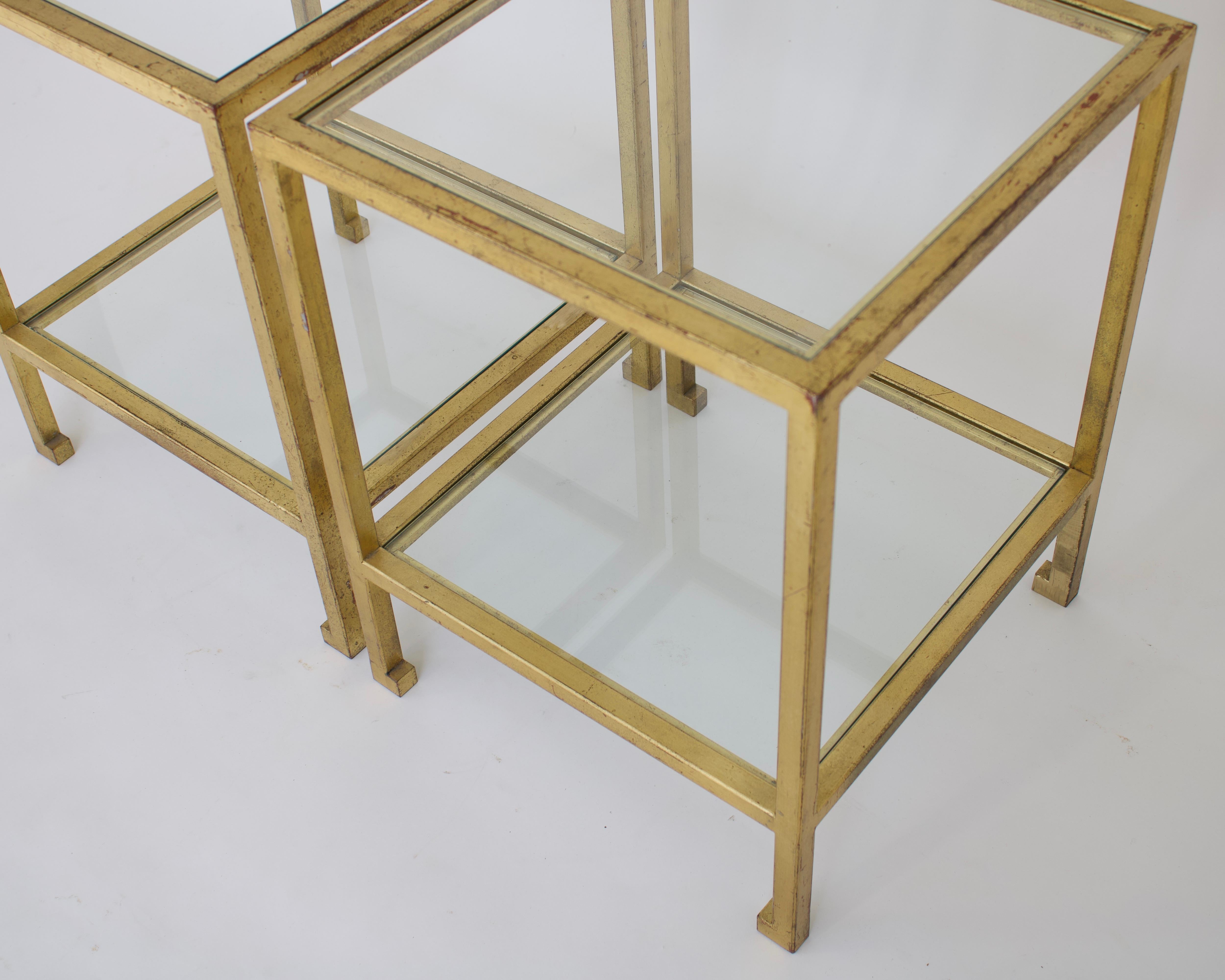 Roger Thibier French Gilded Iron Two Tier Side or End Tables, France, Circa 1970 For Sale 7