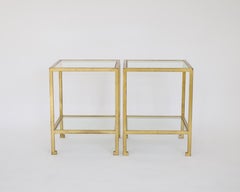 Roger Thibier French Gilded Iron Two Tier Side or End Tables, France, Circa 1970