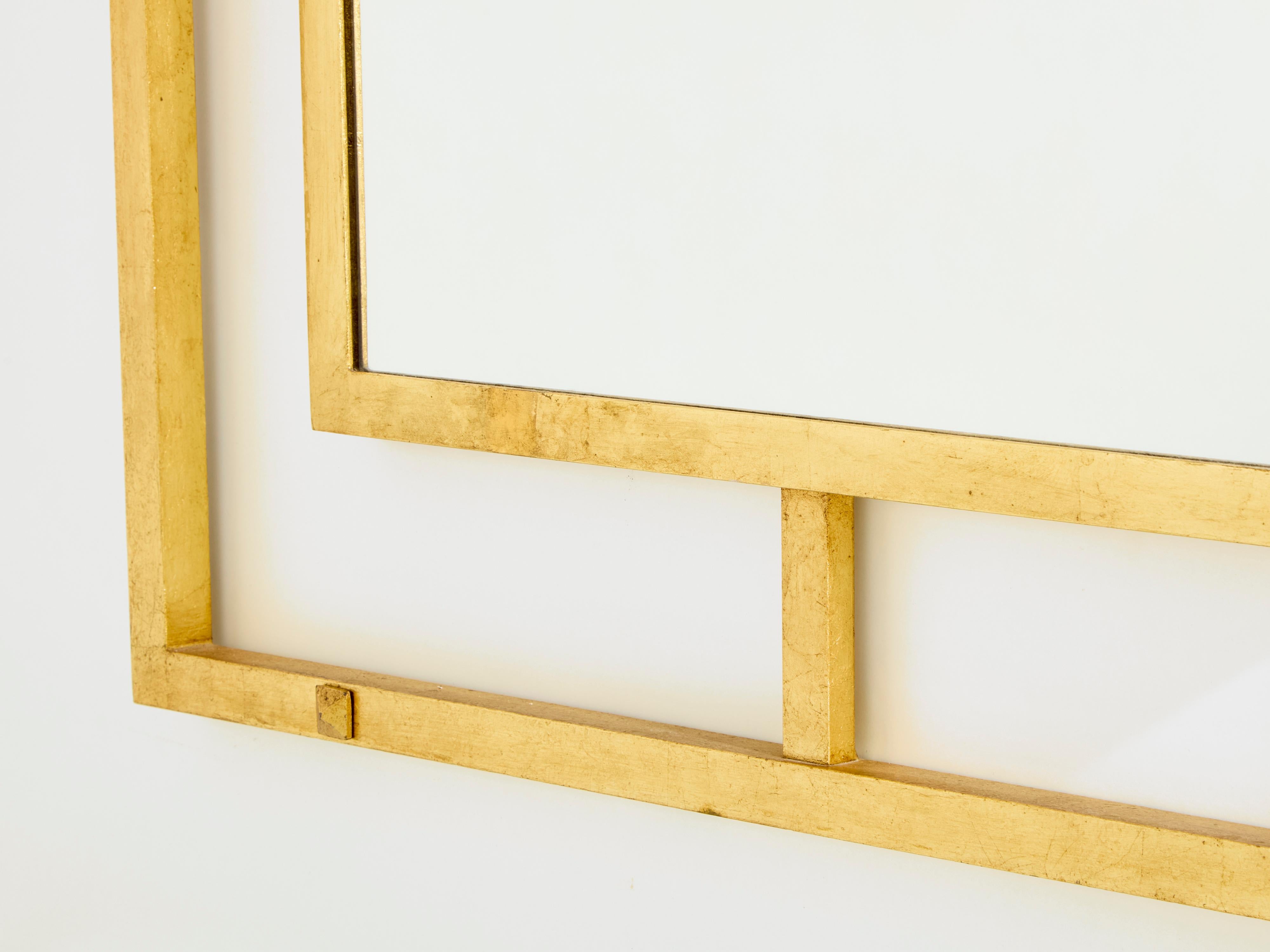 Roger Thibier gilt wrought iron console table with mirror 1960s In Good Condition For Sale In Paris, IDF
