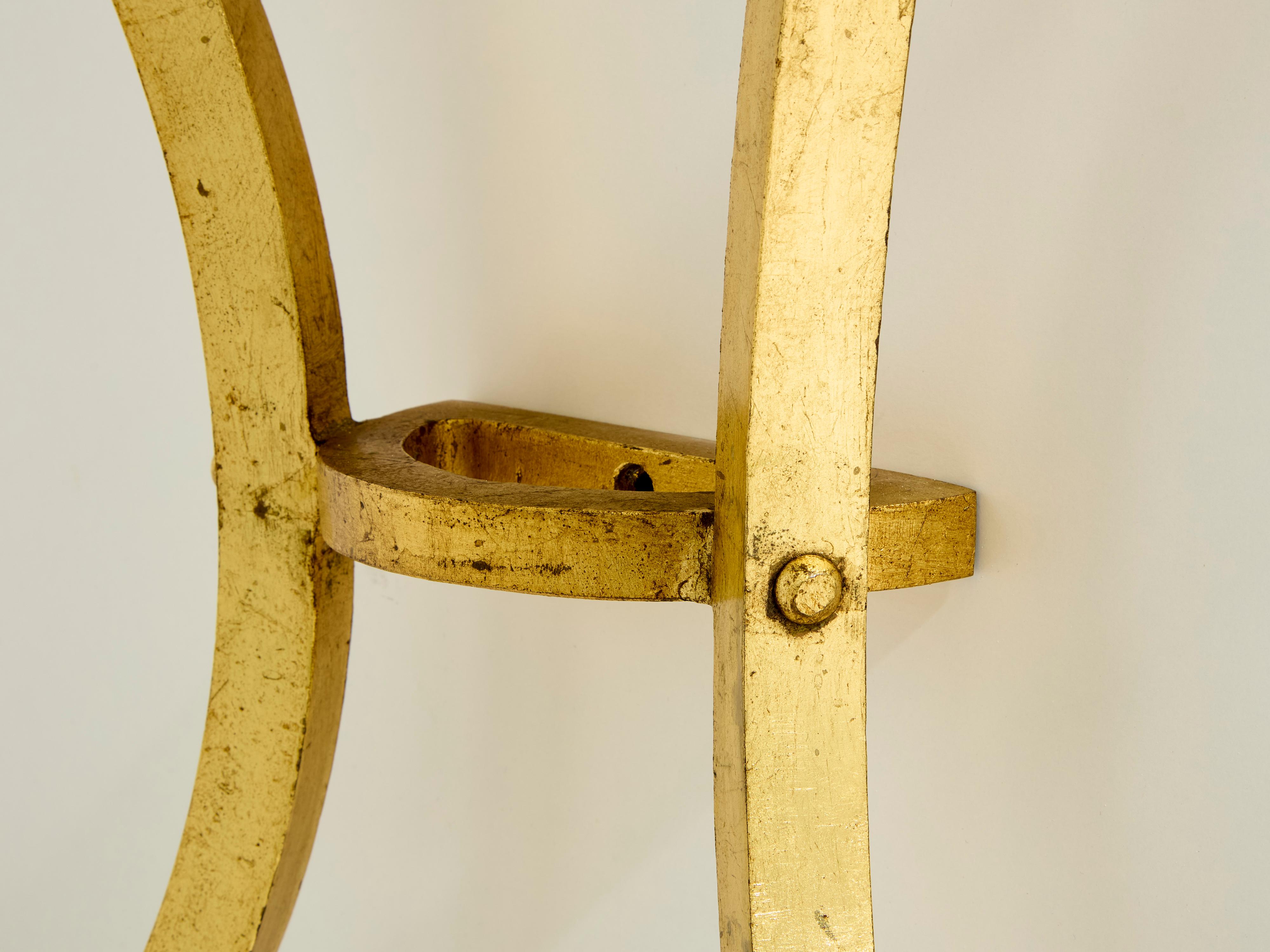 Roger Thibier gilt wrought iron console table with mirror 1960s For Sale 1
