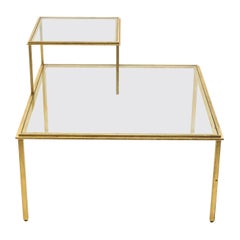 Roger Thibier Gilt Wrought Iron Glass Coffee or End Table, 1960s