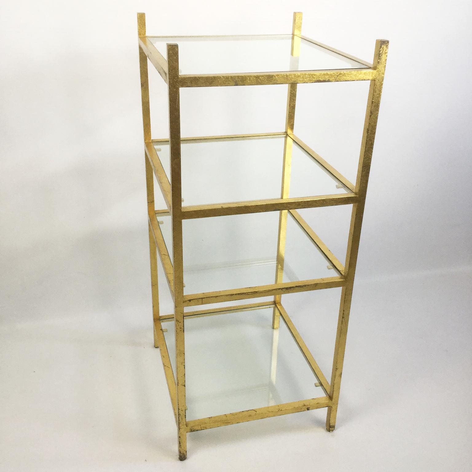 20th Century 1960s Roger Thibier Gilt Wrought Iron Gold Leaf Shelf For Sale