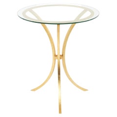 Roger Thibier Gueridon Table Gilded Wrought Iron Glass 1960s
