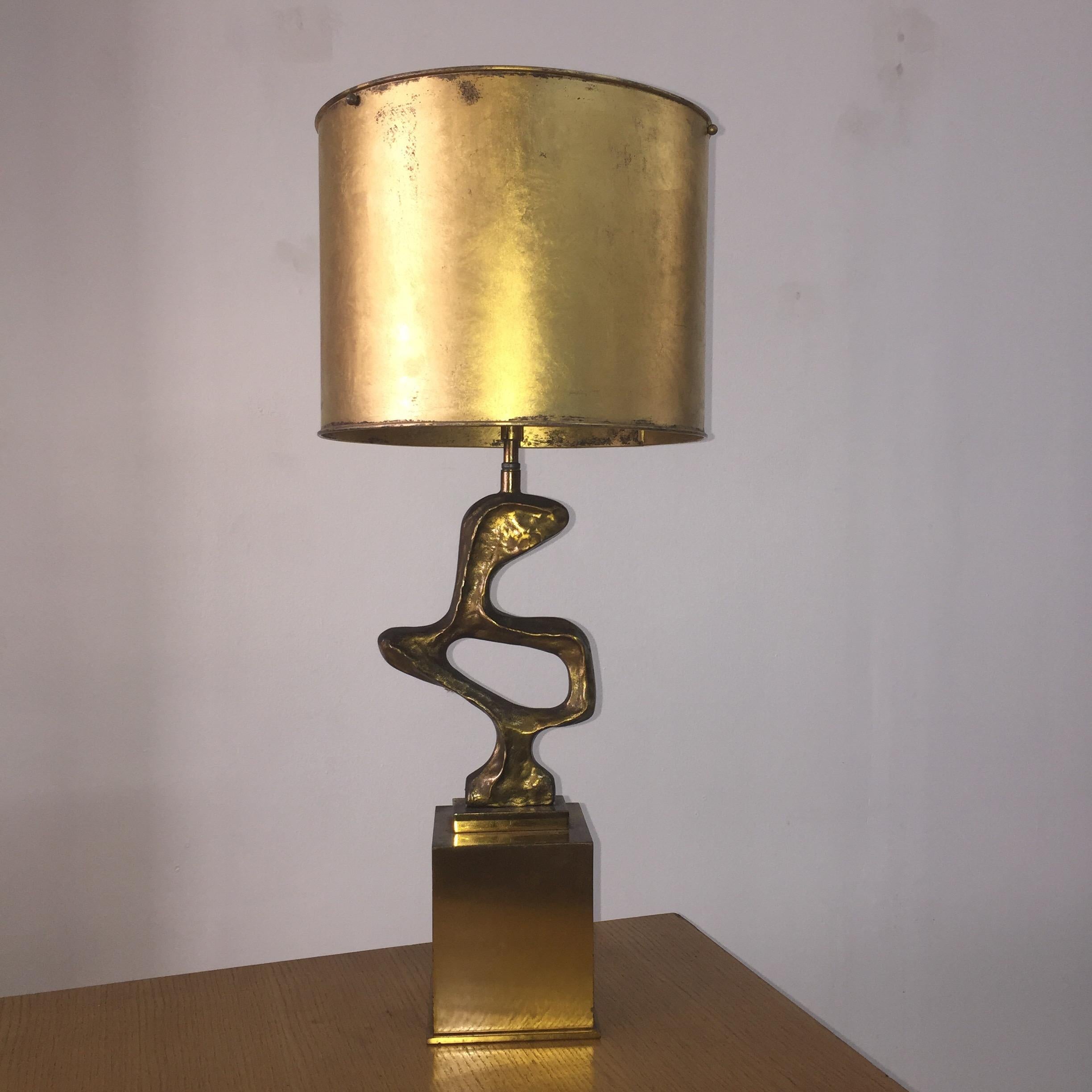 French Philippe Gabriel Papineau Sculptural Gilt Bronze Lamp Signed, Title 
