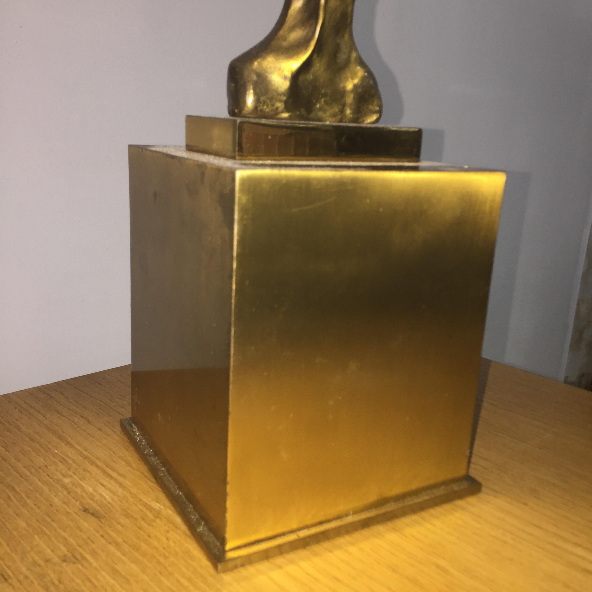 Philippe Gabriel Papineau Sculptural Gilt Bronze Lamp Signed, Title 