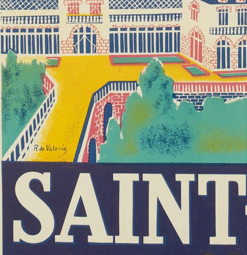 Poster d'epoca originale di Valerio-Saint Nectaire-Casino-Golf, 1930 ca.

Poster PLM per promuovere il turismo a Saint-Nectaire. Situata in Alvernia, Saint-Nectaire è una vivace città termale nota per le sue sorgenti termali e il suo formaggio. Qui,