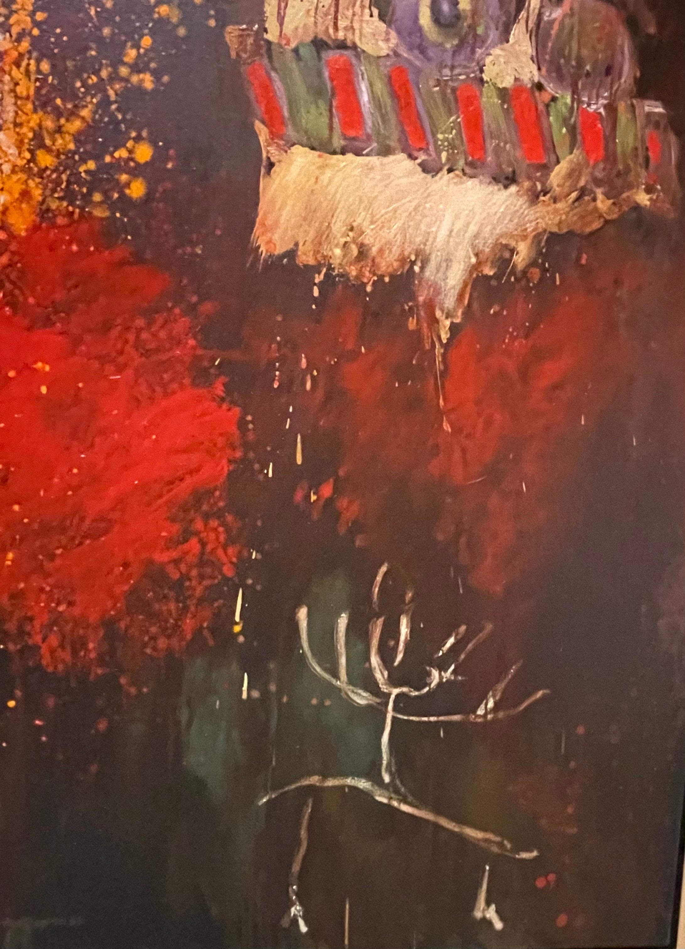 Grande quadro astratto a olio dell'artista belga-americano Roger Van Ouytsel Menorah in vendita 3