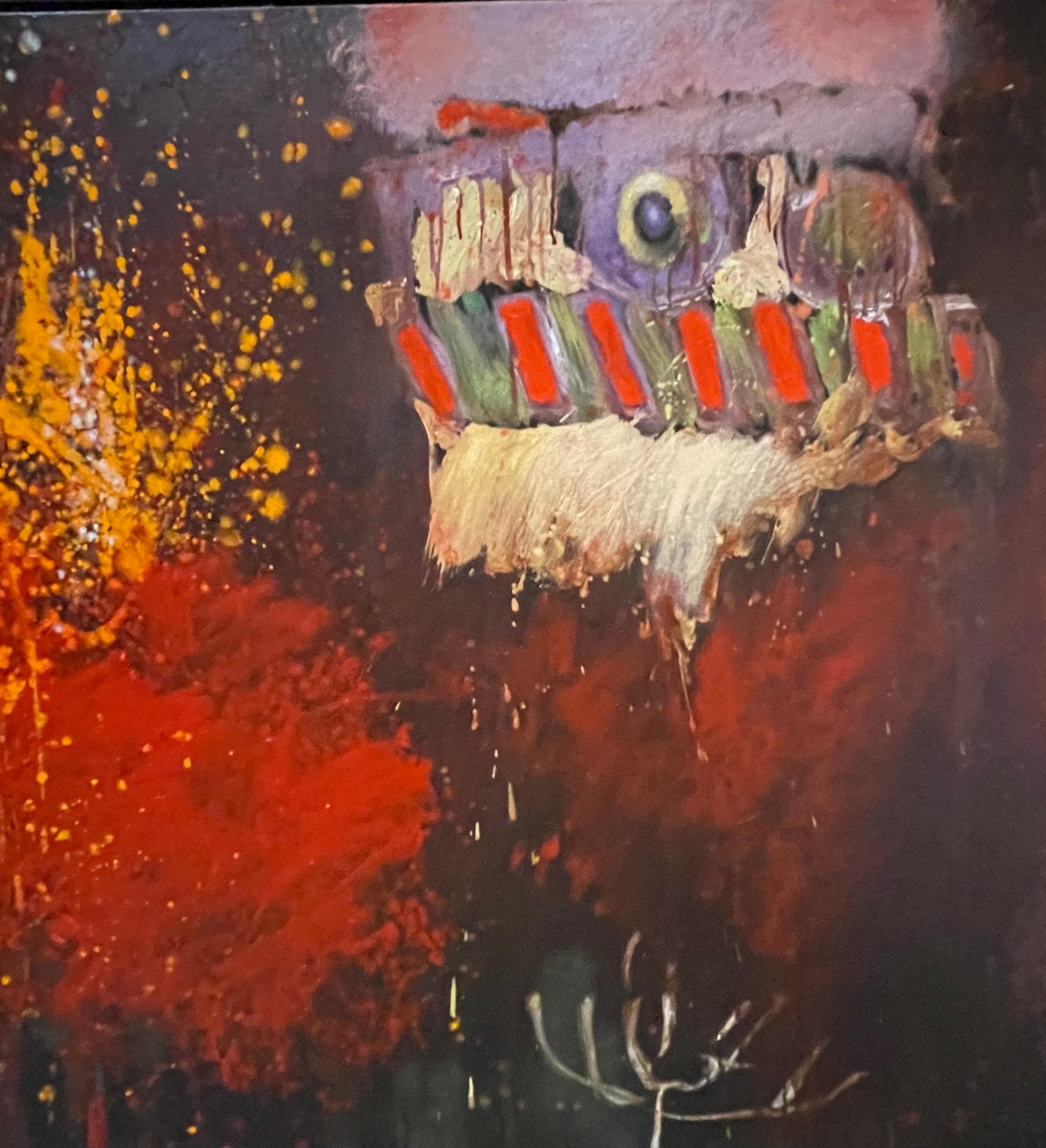 Grande quadro astratto a olio dell'artista belga-americano Roger Van Ouytsel Menorah in vendita 5
