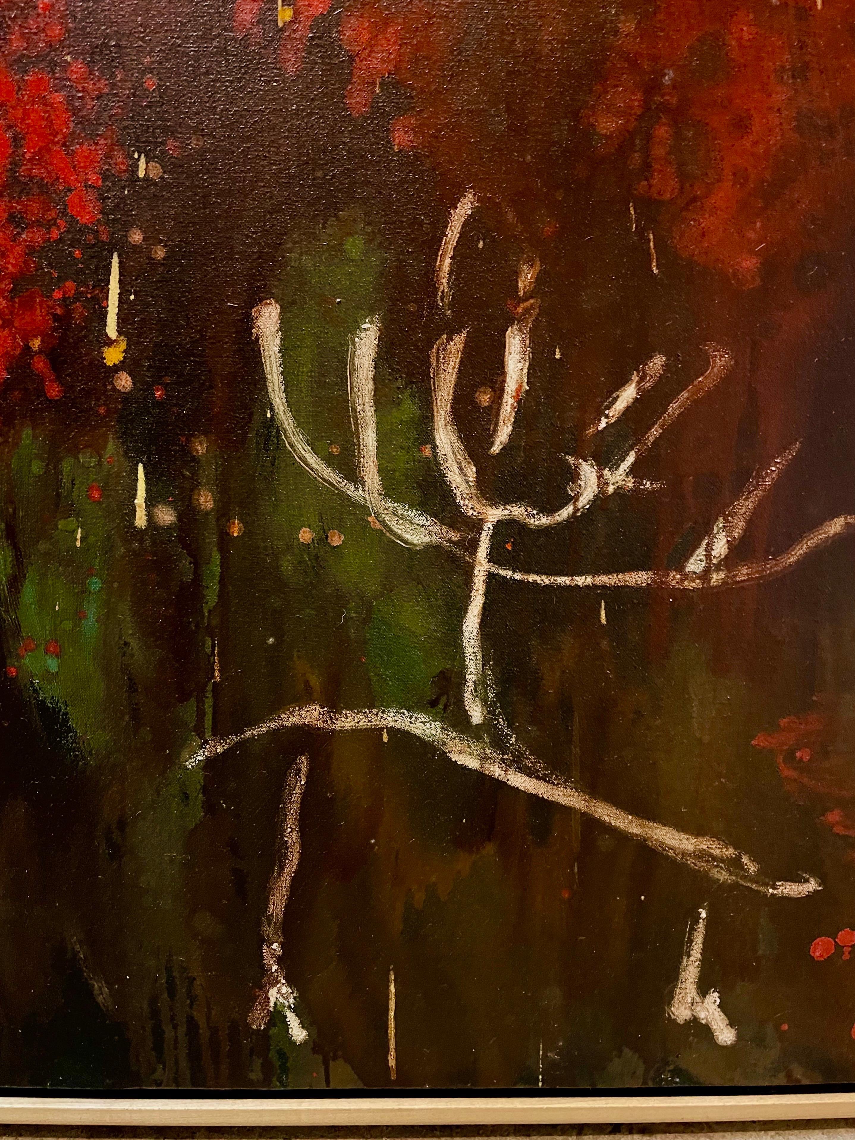 Grande quadro astratto a olio dell'artista belga-americano Roger Van Ouytsel Menorah in vendita 6