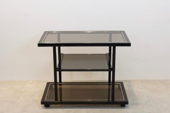 Roger Vanhevel Black and Brass Bar Cart, Belgium, 1970s