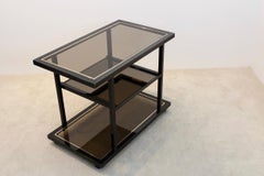 Roger Vanhevel Black and Brass Bar Cart, Belgium, 1970s