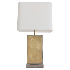 Roger Vanhevel Beeindruckende Tischlampe aus geätztem Messing