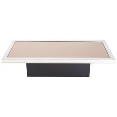 Roger Vanhevel Coffee Table in Chromed Metal, Brass and Mirror, Belgium 1970