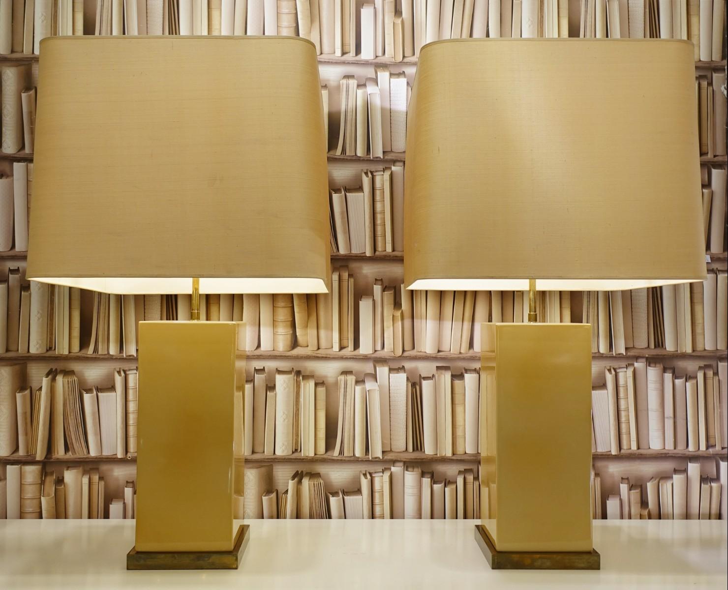 Roger Vanhevel Cream Lacquered Wood table lamps - Belgium.