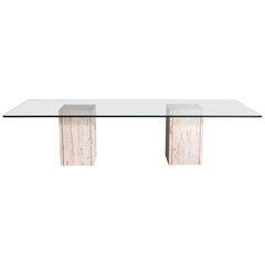 Roger Vanhevel Travertine & Glass Dining Table