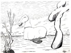 Roger Vieillard - Surrealist Horse - Original Etching