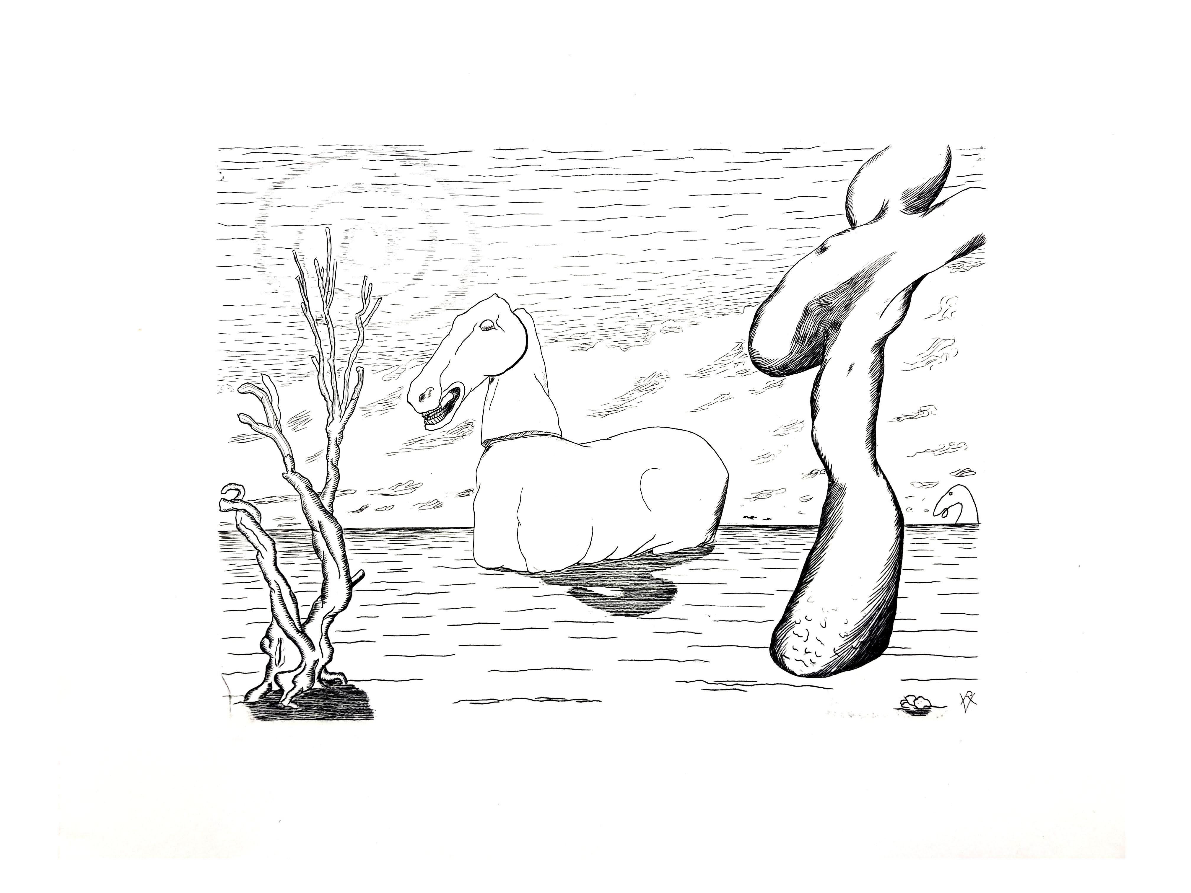 Roger Vieillard - Surrealist Horse - Original Etching For Sale 6