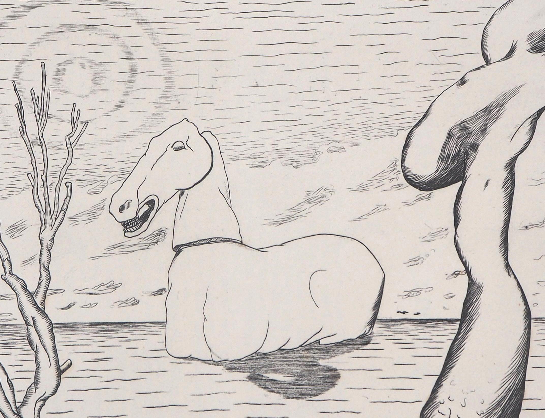 Surrealist Horse - Original Etching, 1946 For Sale 1