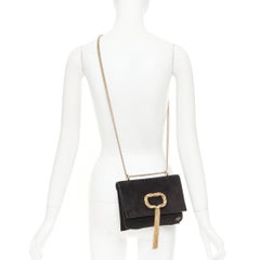 ROGER VIVIER 2017 Club Chain suede chain tassel buckle RV evening clutch bag