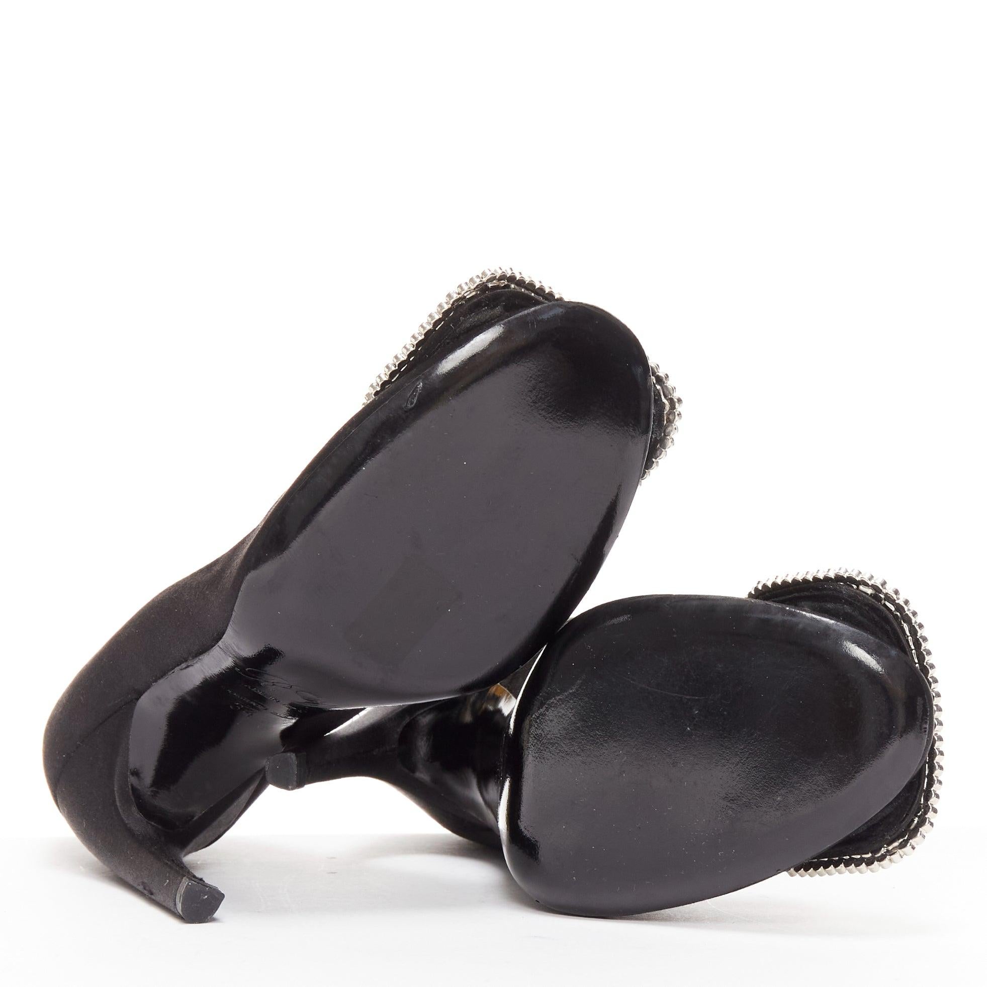 ROGER VIVIER Belle Trompete black satin crystal square buckles pumps EU34 For Sale 7