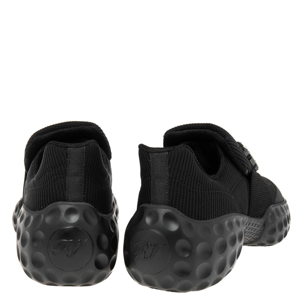 Roger Vivier Black Canvas Sneaky Viv Embellished Slip On Sneakers Size 39 In New Condition In Dubai, Al Qouz 2