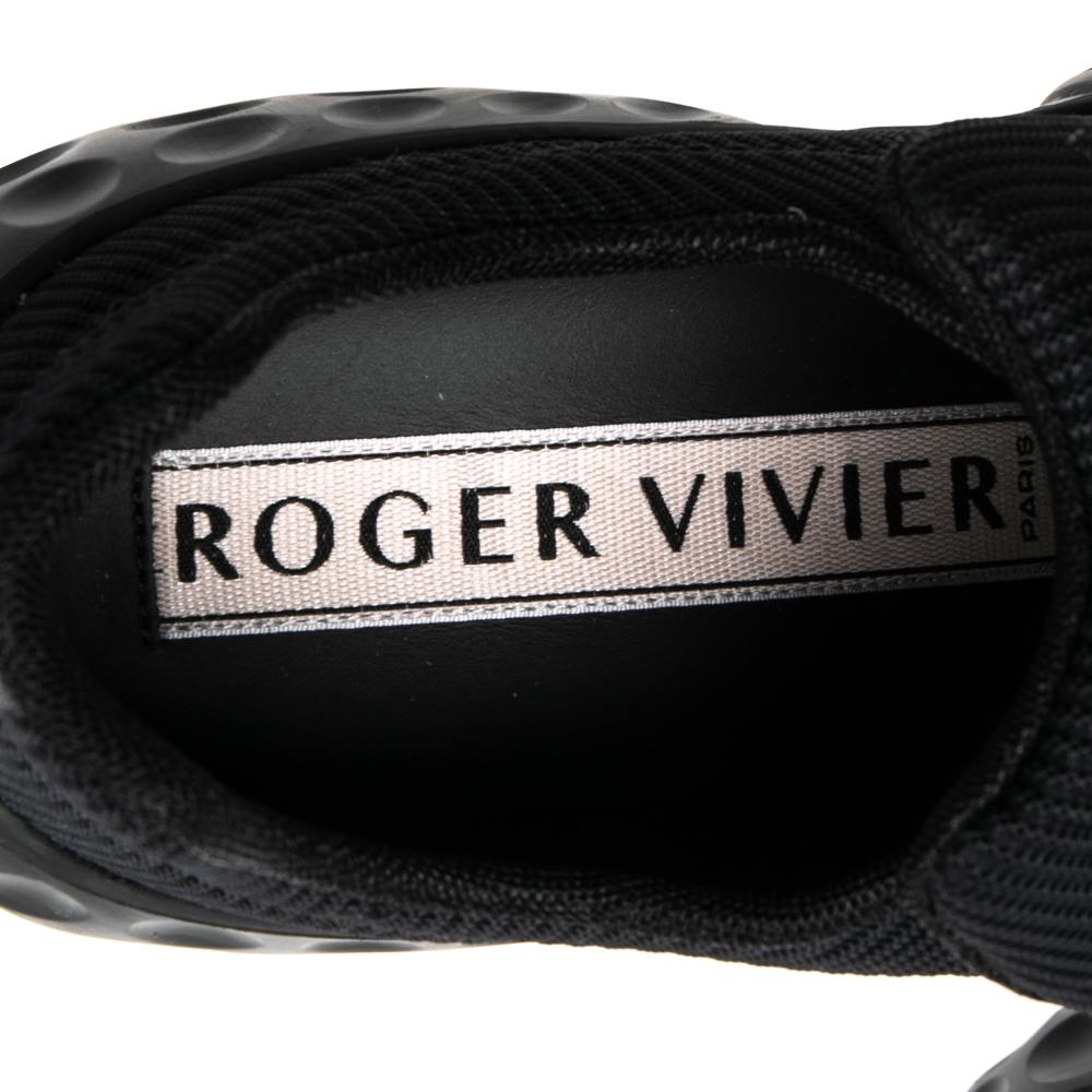 Roger Vivier Black Canvas Sneaky Viv Embellished Slip On Sneakers Size 39 2