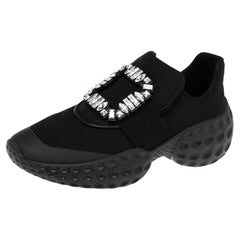 Roger Vivier Schwarz Segeltuch Sneaky Viv verschönert Slip On Turnschuhe Größe 39