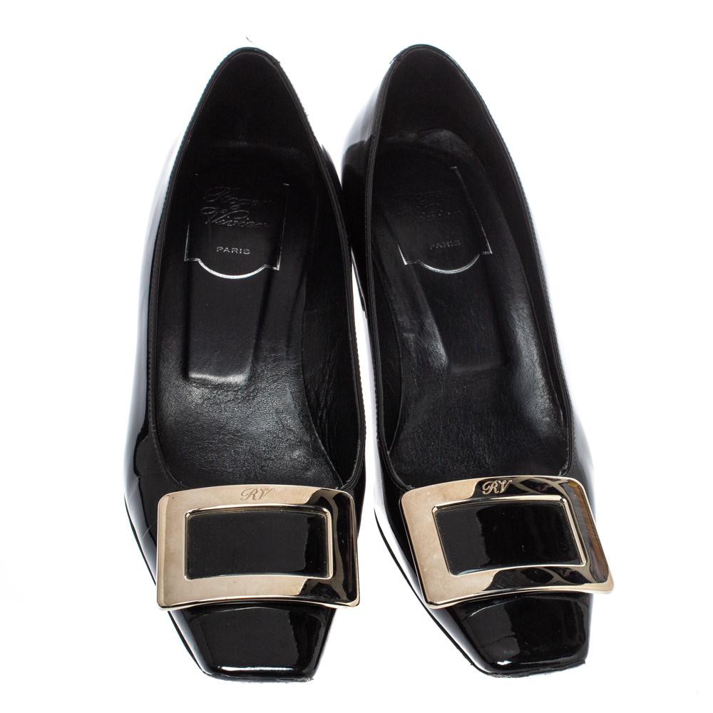 Roger Vivier Black Leather Buckle Detail Pumps Size 36.5 In Good Condition In Dubai, Al Qouz 2