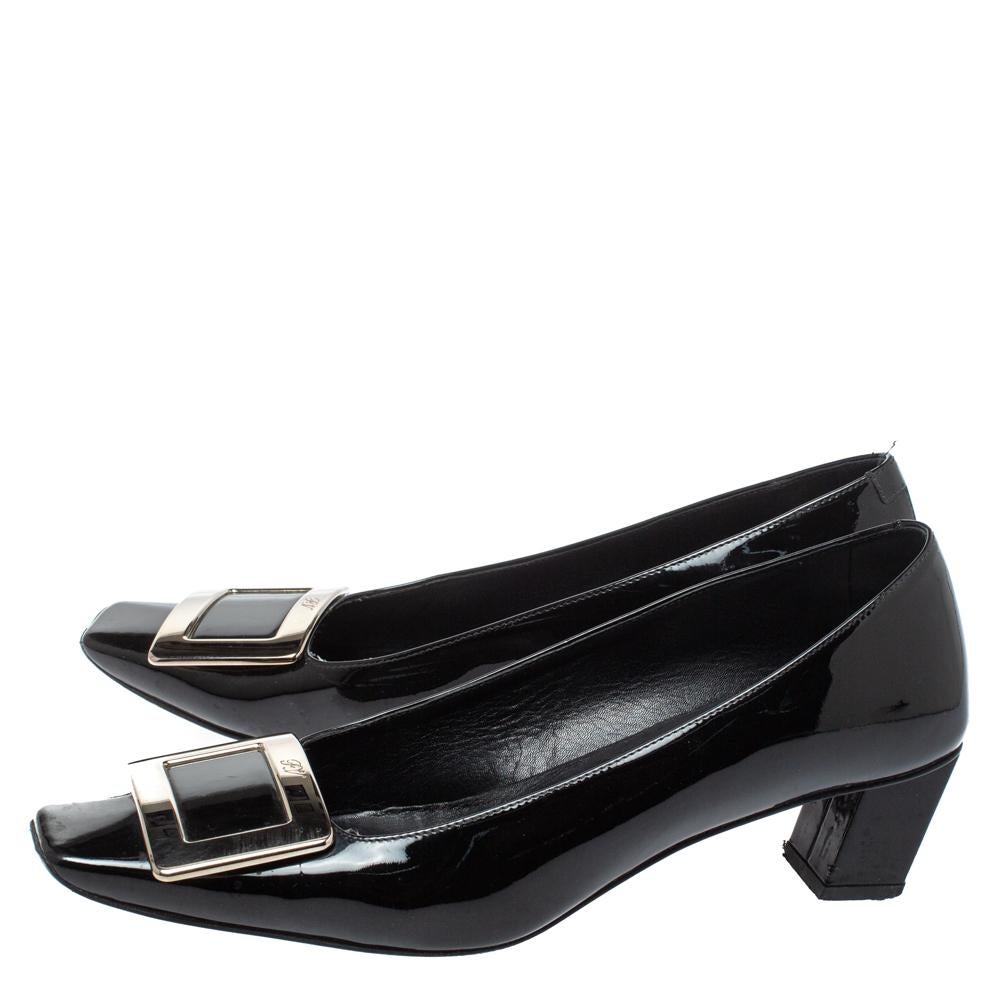 Roger Vivier Black Leather Buckle Detail Pumps Size 36.5 1