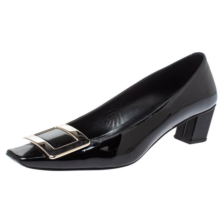 Escarpins Roger Vivier Rebelle Toujours - Satin Noir, Boucle Iconique, Talons Hauts, Pointure 10.5 Neuf Boîte