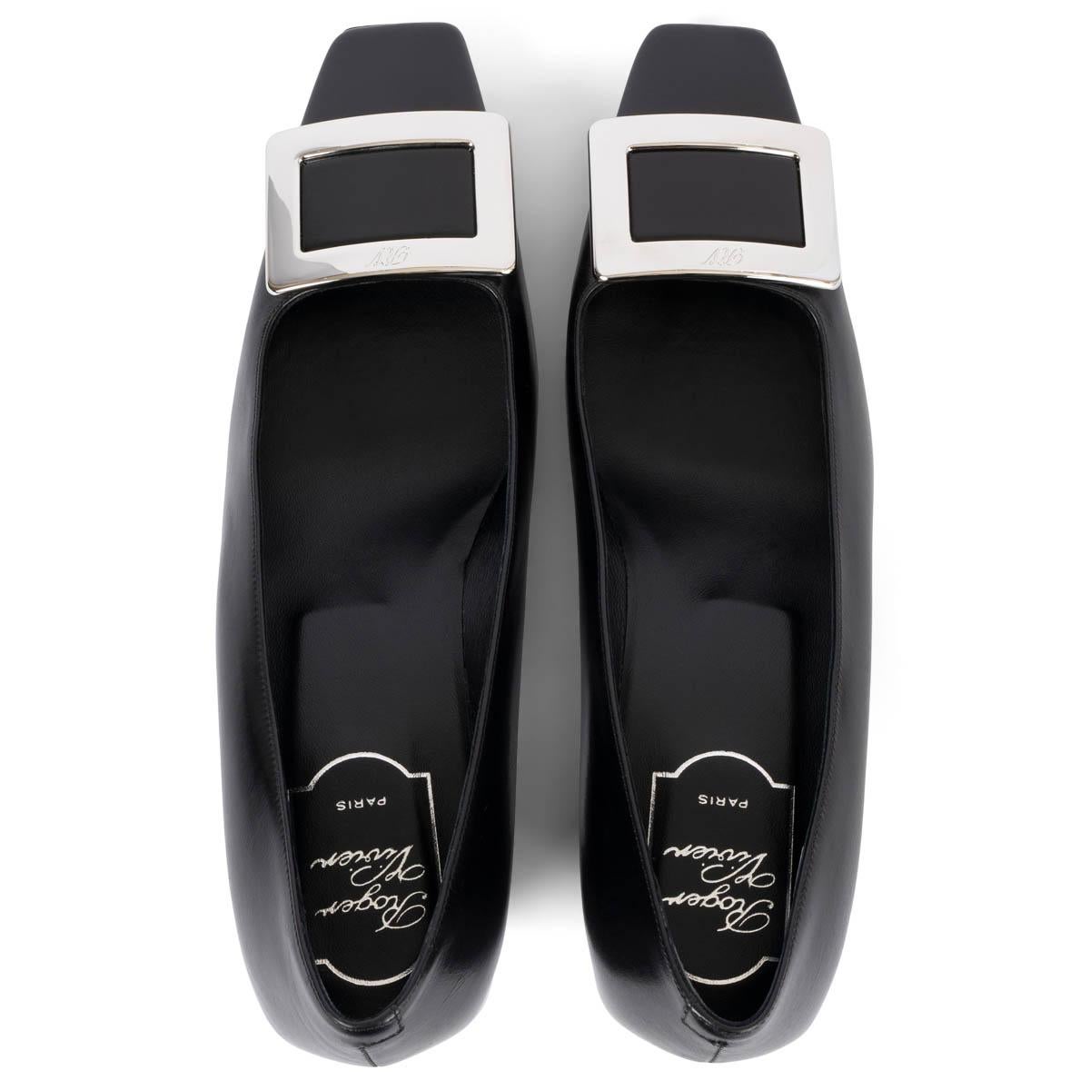 Women's ROGER VIVIER black leather DECOLETTE BELLE VIVIER Pumps Shoes 38.5 fit 39.5 For Sale