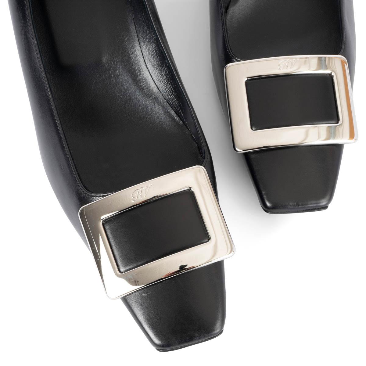 ROGER VIVIER black leather DECOLETTE BELLE VIVIER Pumps Shoes 38.5 fit 39.5 For Sale 1
