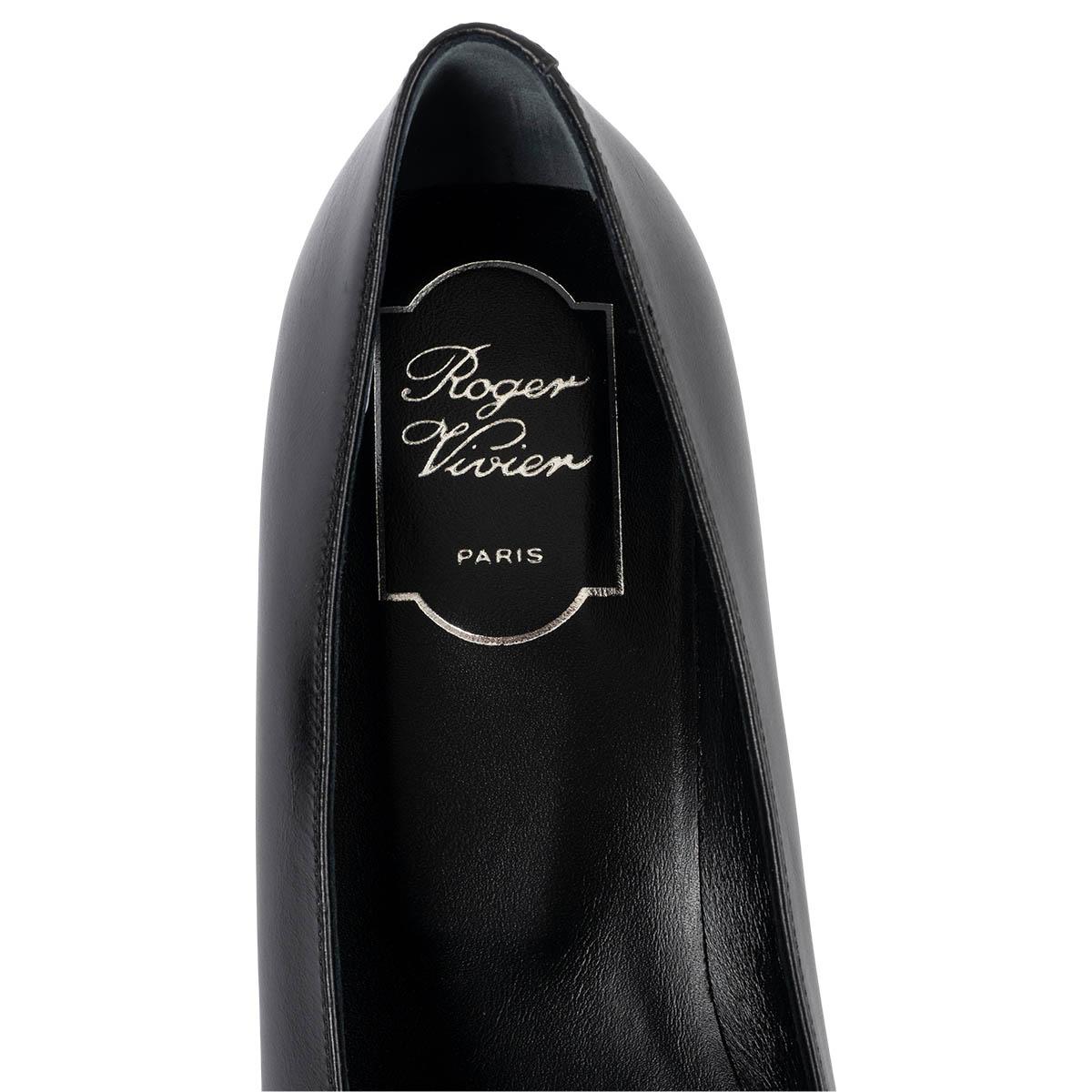 ROGER VIVIER black leather DECOLETTE BELLE VIVIER Pumps Shoes 38.5 fit 39.5 For Sale 2