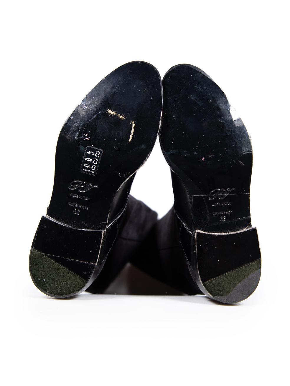 Roger Vivier Bottes Over The Knee en cuir noir avec empiècements en daim Taille IT 36 Bon état - En vente à London, GB